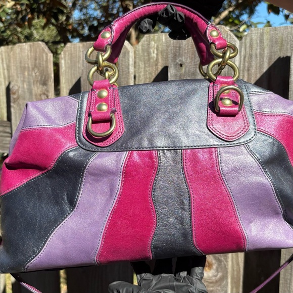 Coach Purple and Pink Leather Satchel - Picture 5 of 10